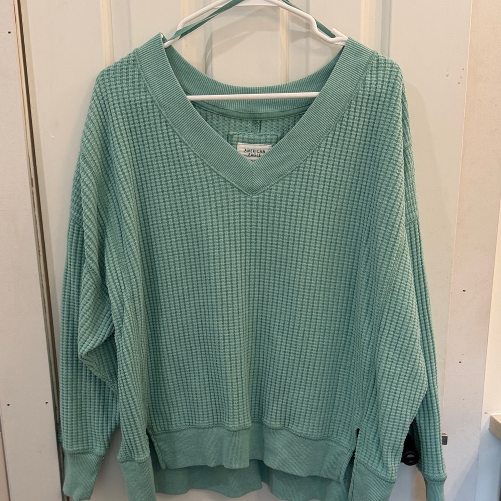 American Eagle Outfitters V-Neck waffle Sweater